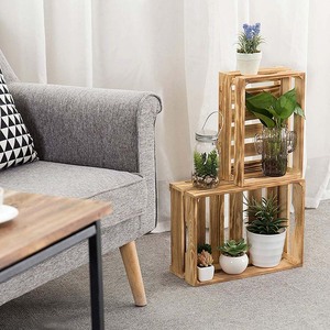 Country Rustic Torched Wood Nesting Aufbewahrung kisten <span class=keywords><strong>Set</strong></span> mit 2 multifunktion alen dekorativen Vitrinen INS Style Light Packaging