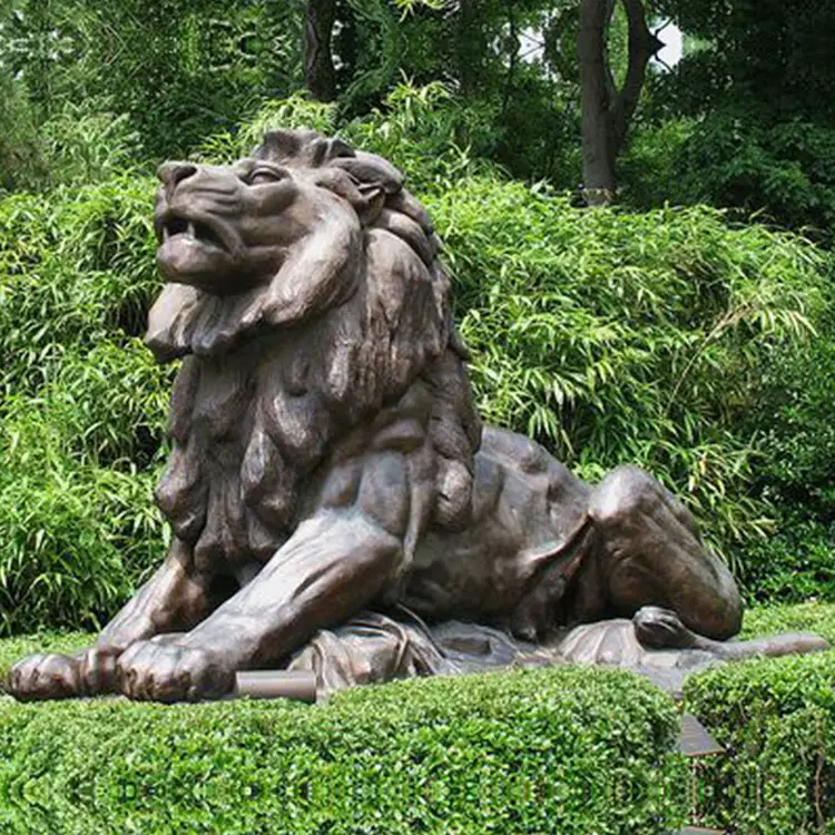 Decoración de jardín escultura de Metal al aire libre grandes estatuas de leones de bronce para la venta