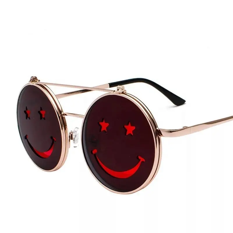 Fashion Metal Unisex Street Popular Smile Shape occhiali da sole 2019 Flip Up occhiali da sole
