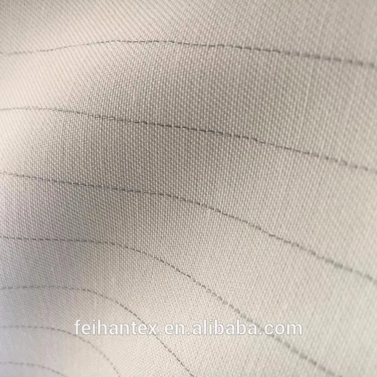 90% polyester and 10%cotton 12MM stripe plain dyed conductive fabric