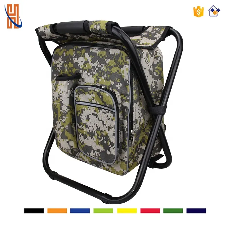 Sac à dos et tabouret camouflage-chaise de Camping pliable et sac isotherme isolé avec poche avant zippée et bouteille