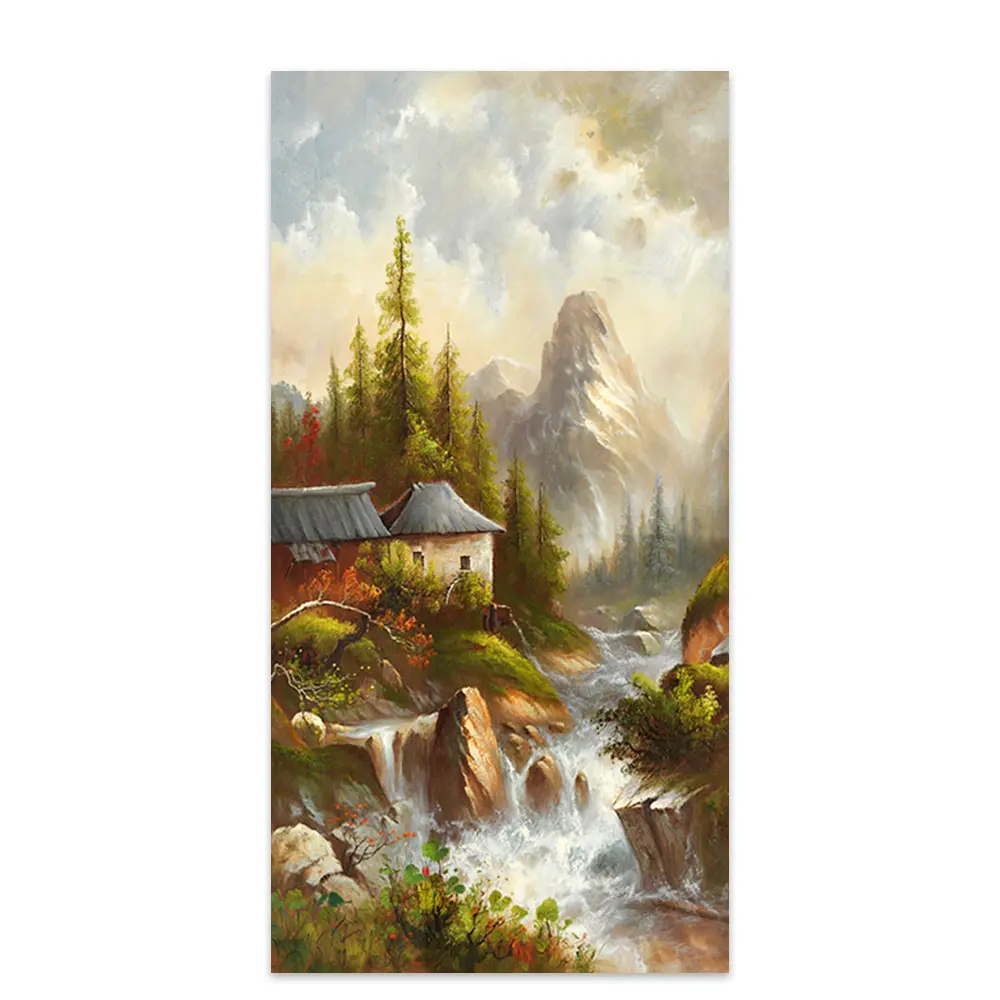 Decoración de pared de pasillo, paisaje africano, Imagen en 3d de cascada móvil, pintura al óleo