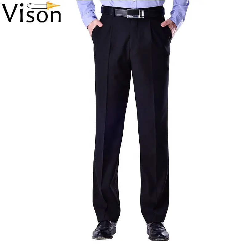 Pantalones de trabajo originales para hombre, pantalón negro antiarrugas, uniforme de trabajo