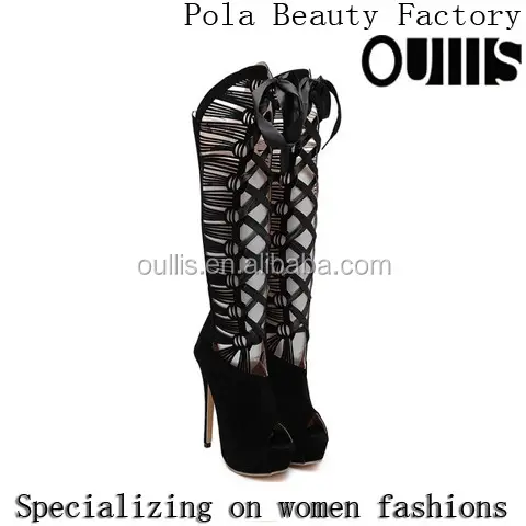 Sexy Peep Toe Tacco Alto Estate Stivali Lunghi Moda Donna Sopra Il Ginocchio Sandalo Stivali PZ4117