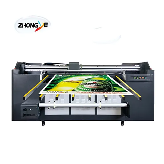 Grande uv de grande formato impressora Zhongye impressora uv híbrida impressora plana uv rolo a rolo 3.2m amplamente usado barato baixo custo novo