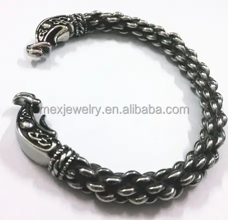 Pulsera grande de acero inoxidable para hombre, brazalete de dragón Vikingo, 316L