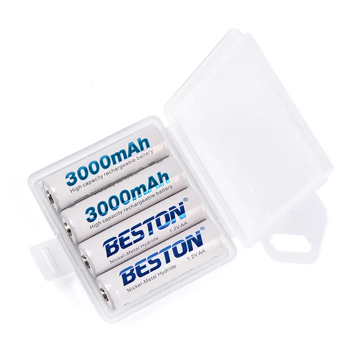 Hotselling Beston yüksek kapasiteli pil 3000mAh 1.2v 1.5v AA NiMh şarj edilebilir düğme üst pil