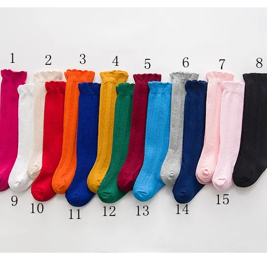 Calcetines hasta la rodilla para niñas pequeñas, color liso, para botas de bebé