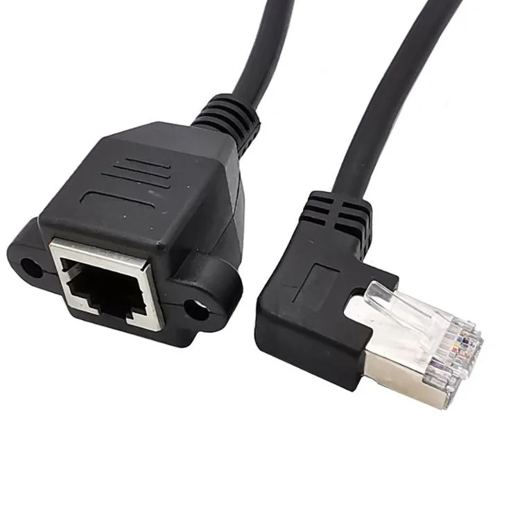 Cable Ethernet de ángulo recto Rj45 Cat5e montaje en Panel Ethernet impermeable Rj45 conector de enchufe Rj45 CAT 5 Rj45 hembra M25 Rj45