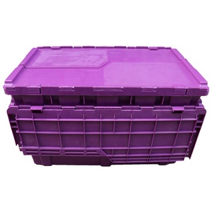 QS 80 Ltrプラスチックネストスタック収納コンテナ収納ボックス外輸送クレート、物流移動用ヒンジ付き蓋付き - Product Image 3
