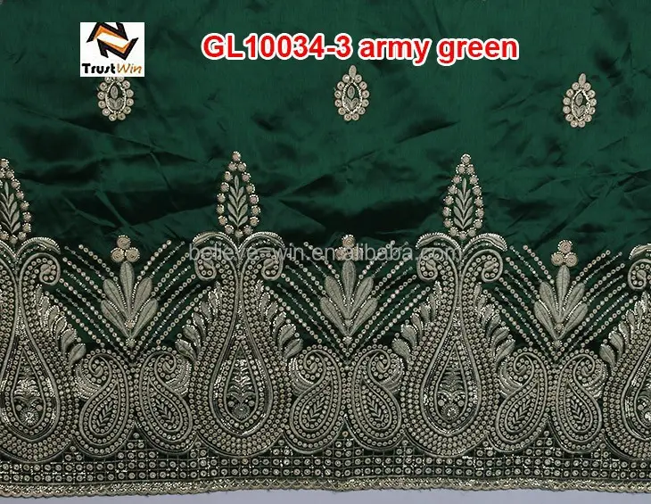 fashion design african george wrapper embroidered george fabric of GL10034 army green