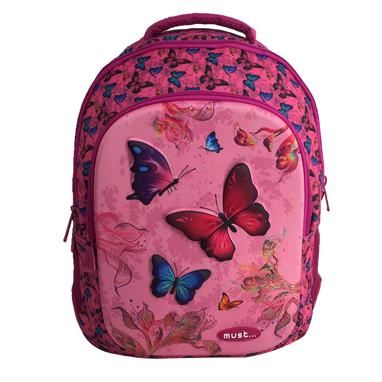 Mochila escolar estampada de borboleta, mochila de ombro para meninas