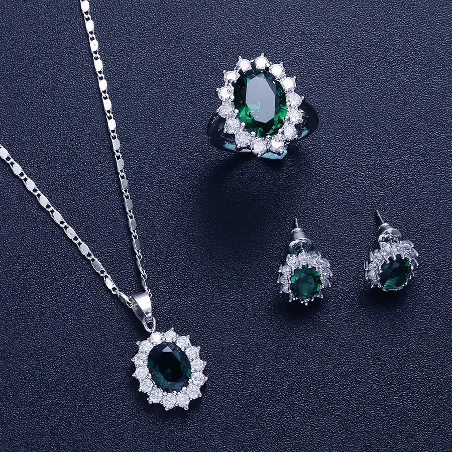 Unico di modo Delle Signore di colore bianco rosso Cubic Zirconia Nuziale Monili di Cerimonia Nuziale Set