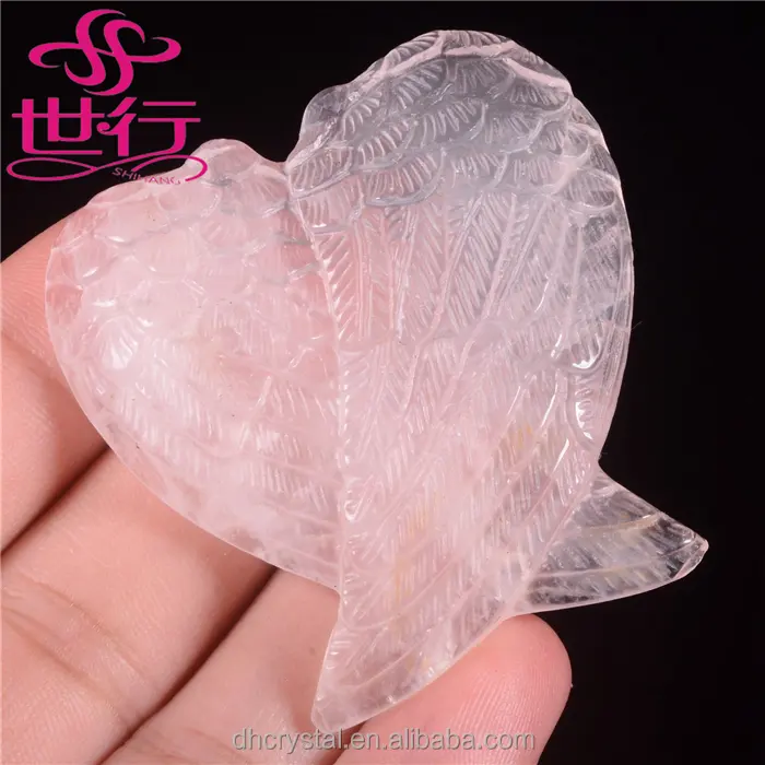 Groothandel hand gesneden rose crystal clear quartz edelsteen angel