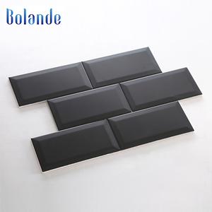Thanh lịch 100x200 nhà bếp backsplash gạch mosaic trong <span class=keywords><strong>bangalore</strong></span> màu đen vát phòng tắm matte tàu điện ngầm gạch - Product Image 3