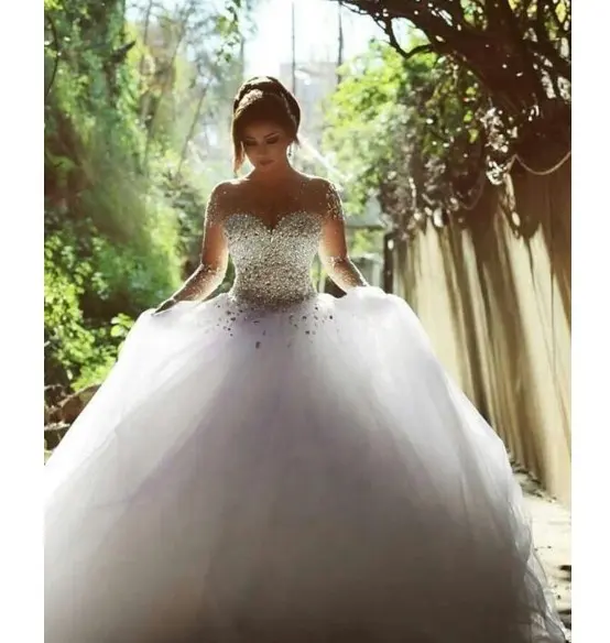 Vestido de novia ostentoso con cuentas de cristal y diamantes de imitación, bolsa blanca para niñas