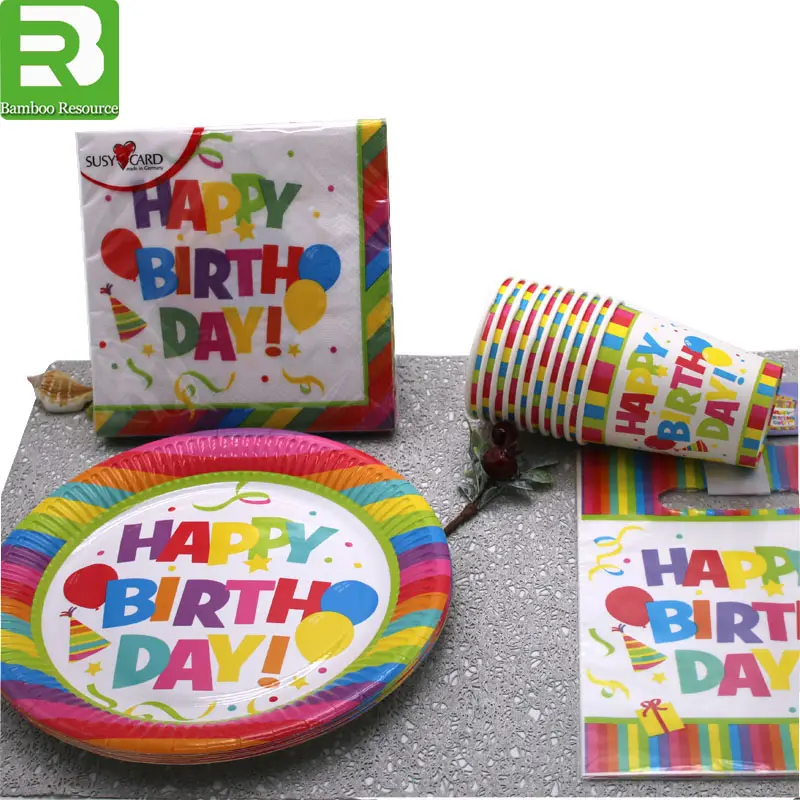 Conjunto de vajilla temática para fiesta de cumpleaños de niños, suministros de decoración, platos de papel y tazas, servilletas y pajitas