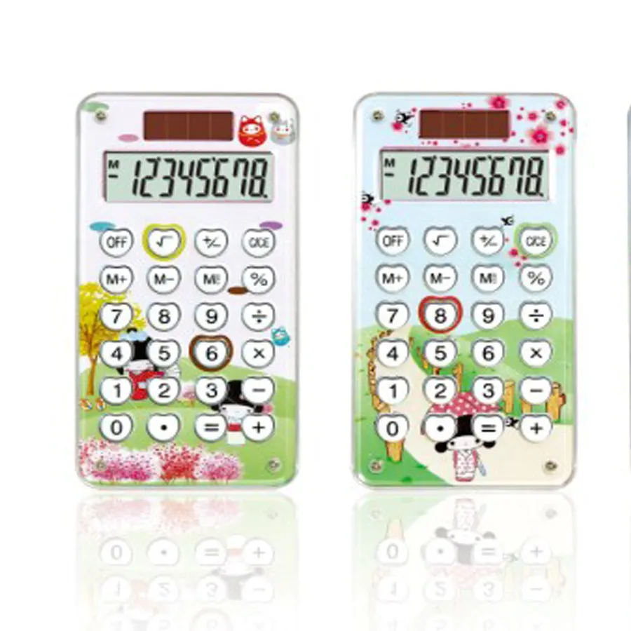 Cartoon Ontwerp Leuke Mini 8 Cijfers Rekenmachine Kids Kinderen Algemene Pocket Calculator Met Rubber Key