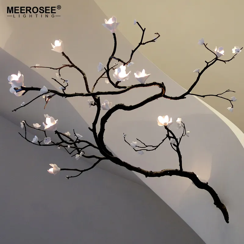 Meerosee lâmpada led de pendurar, estilo mais novo, criativo, pingente de luz, flor e ramos, iluminação suspensa para decoração md85429