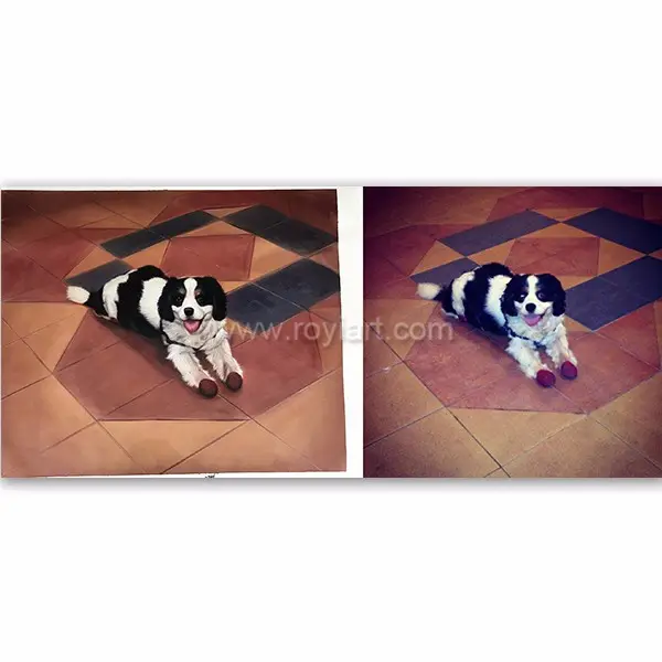 Fotografia di alta qualità art kitchen decor custom dog portrait dipinti ad olio ragazza con cane che dipinge su tela dalla tua foto