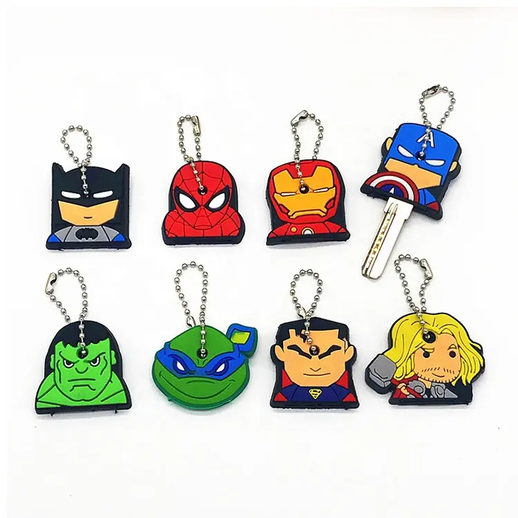 Venda quente Bonito Dos Desenhos Animados Super Hero Keychain Macio do PVC/Chaveiro de Borracha Para Meninas Saco