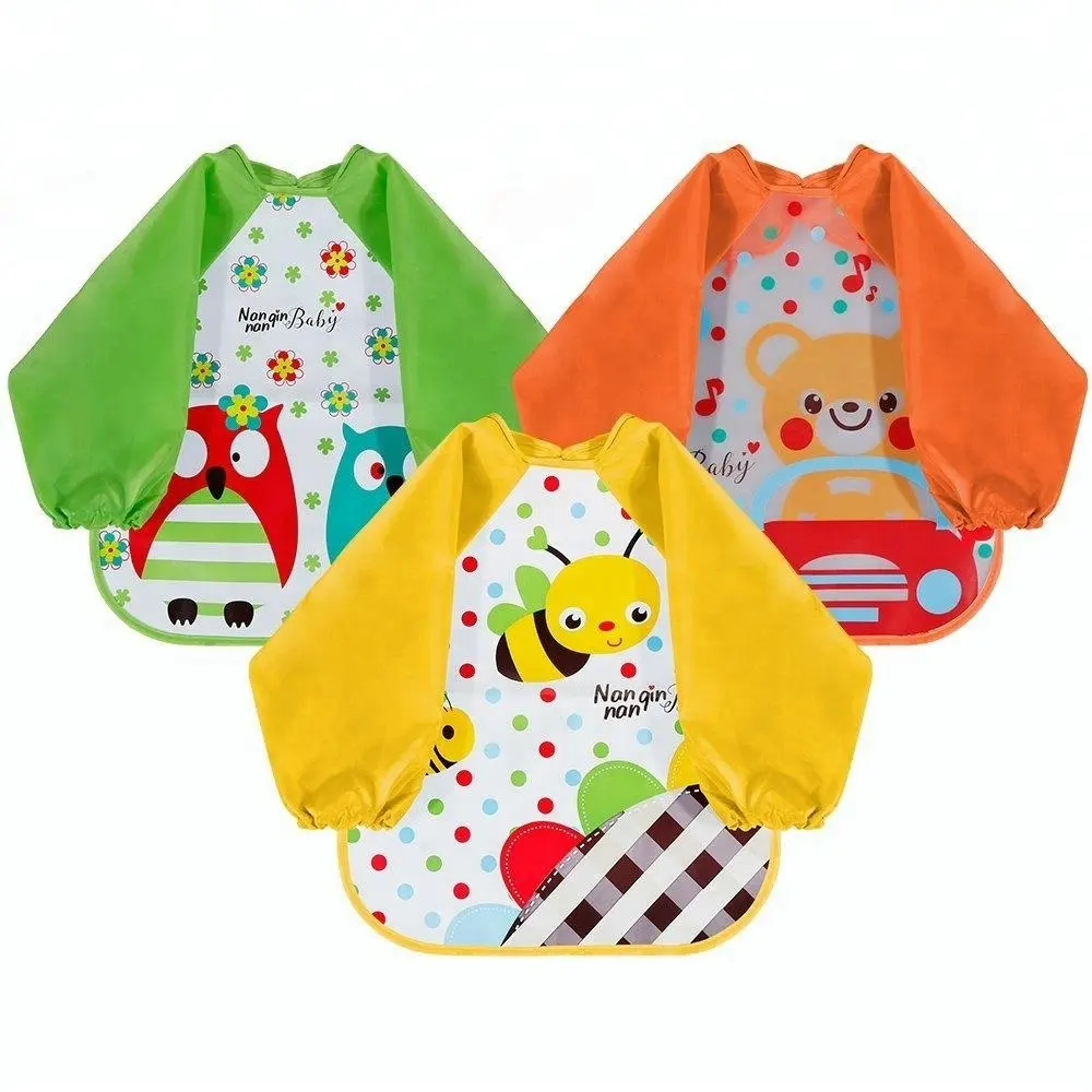 Babadores de bebê de tecido de eva, colorido, fácil de limpar, babadores para bebês, design aceitado, avental com padrão de animais adoráveis