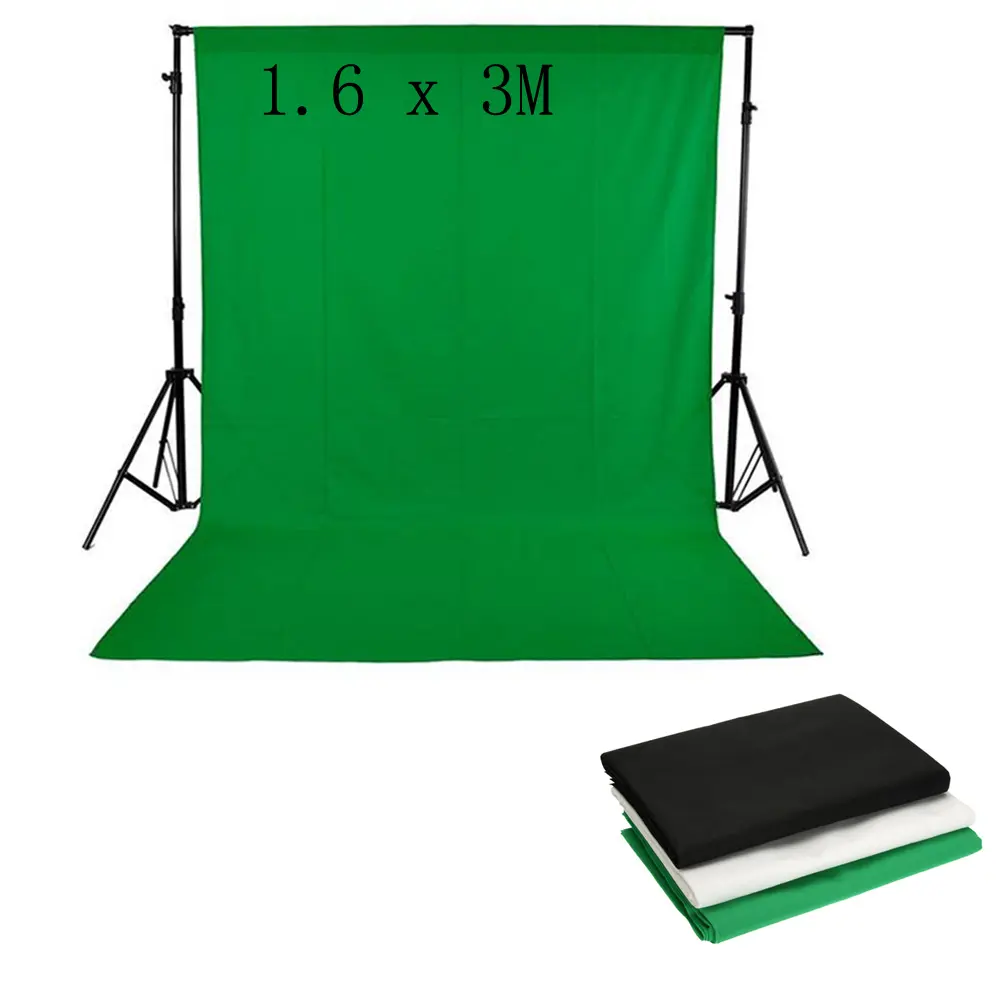 Stock ฉากหลังสำหรับถ่ายภาพสตูดิโอ,ผ้านอนวูฟเวนมี3สีให้เลือกสีดำสีขาวสีเขียวขนาด1.6X3ม./5 X 10FT