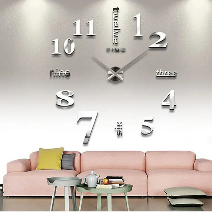 UCHOME-Reloj de pared grande DIY, pegatina 3D acrílica, decoración para el hogar y la Oficina, reloj de pared 3D