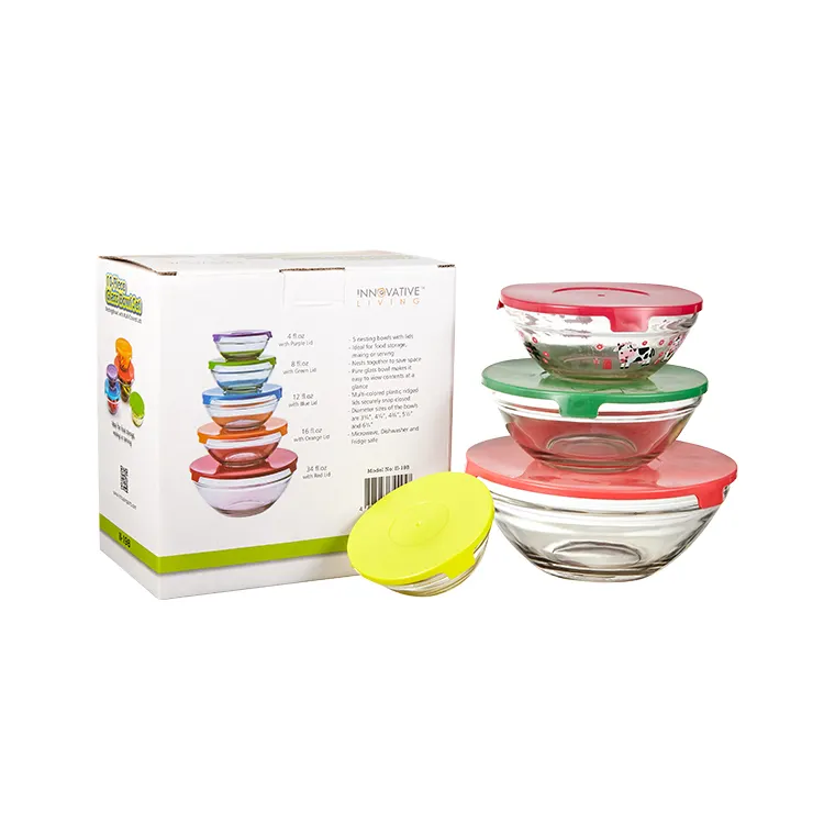 5-pack clear salad glass bowls set