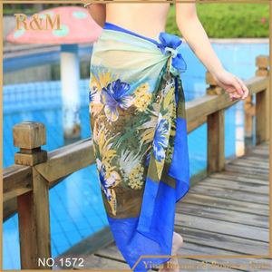 夏のビーチフラワーパッタン女性用ポリエステルシルクサロン - Product Image 1