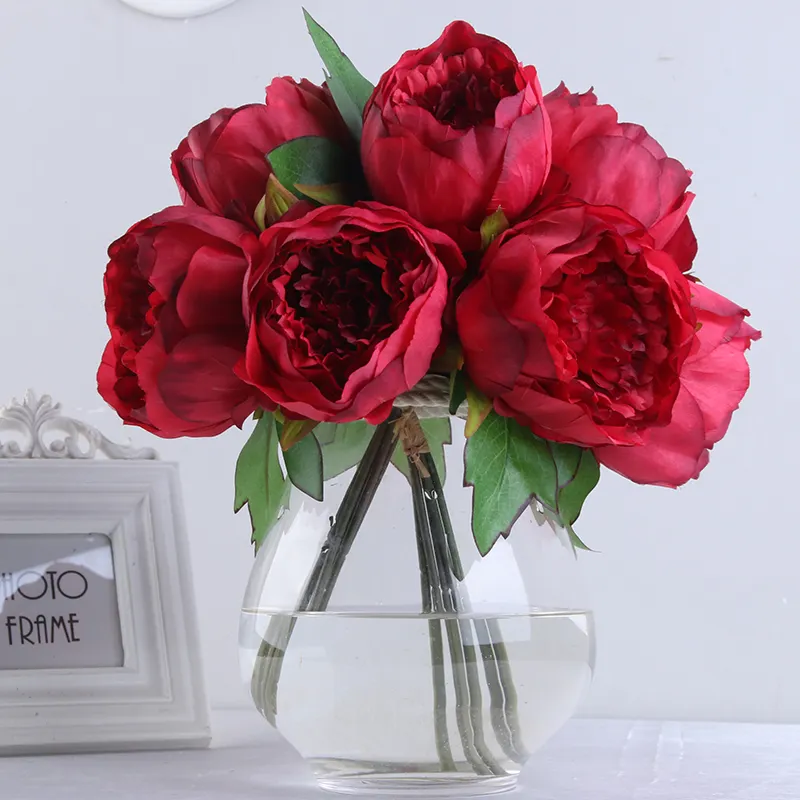 Alta qualità fiore di peonia artificiale matrimonio decorazione per la casa prezzo competitivo tessuto di plastica stoffa materiali
