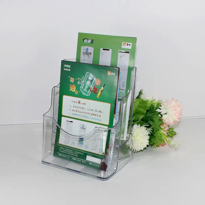 Office Plexiglass A5 Plastic File Document Leaflet Paper Brochure Display Holder Stands Clear Brochure Organizer Display Box