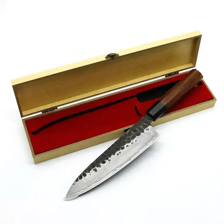Cuchillo japonés de 8,5 pulgadas hecho a mano, AUS-10 de Chef, 3 capas, acero recubierto