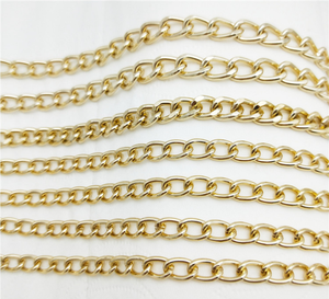 Yüksek kaliteli moda çanta parçaları alüminyum zincir altın Metal zincir