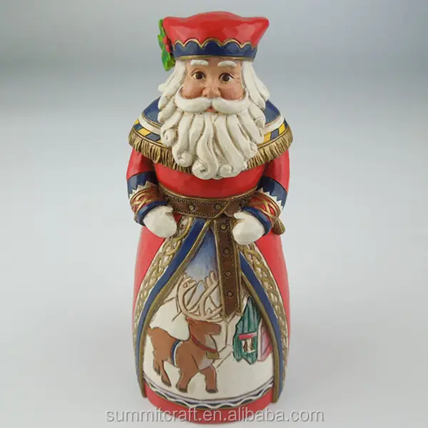 Estatua de santa pequeña colorida personalizada, figuritas de resina de Navidad