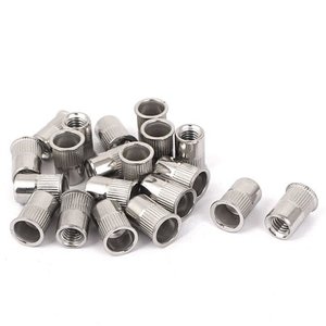 אספקת מפעל M3 M4 <span class=keywords><strong>M5</strong></span> M6 אגוז מסמרת אלומיניום מחורץ גוף עגול
