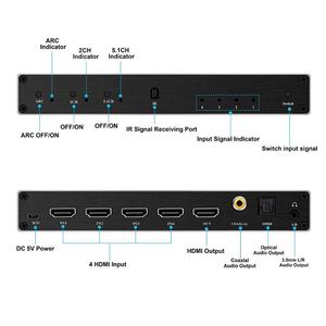 V2.0 4K HDMI interruptor de 4x1 4 en 1 HDMI Switcher con arco SPDIF Coaxial salida de Audio de 3,5mm Extractor - Product Image 5
