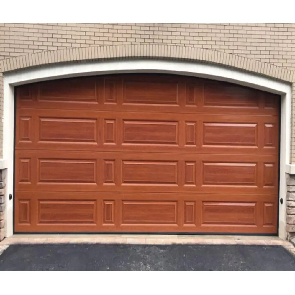 Puertas correderas seccionales inteligentes Puertas de garaje superiores de grano de madera para Villa 9x8 Puerta de garaje plegable de aluminio residencial moderna