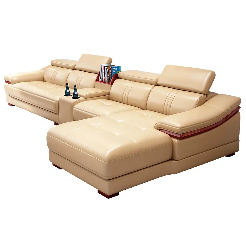 Nordic High End Echt Leer Of Kunstleer Hoekbank Set 7 Zits Sectionele L Vormige Combinatie Sofa En Bank