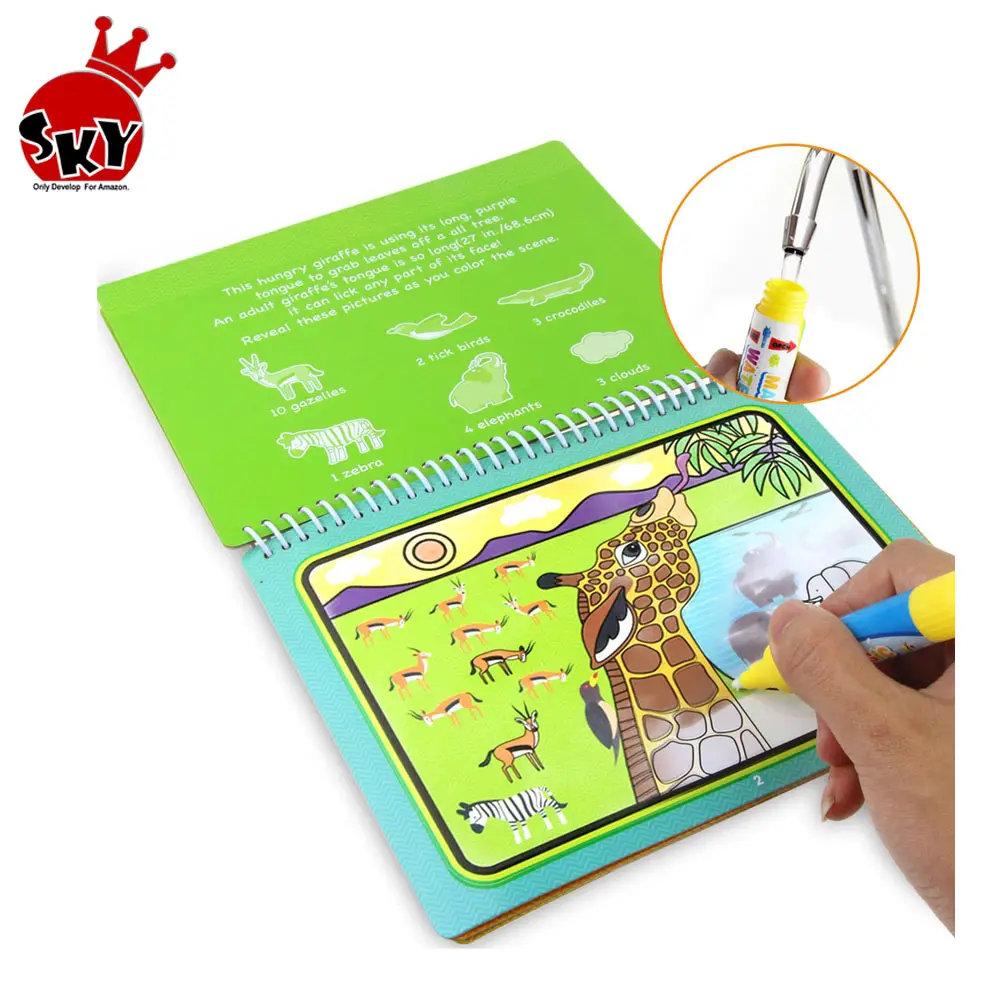 15.5*19 cm Dieren Water Tekening Boek & Magic Pen Water Kleuring Board Doodle Boek Kinderen Educatief speelgoed voor Kids