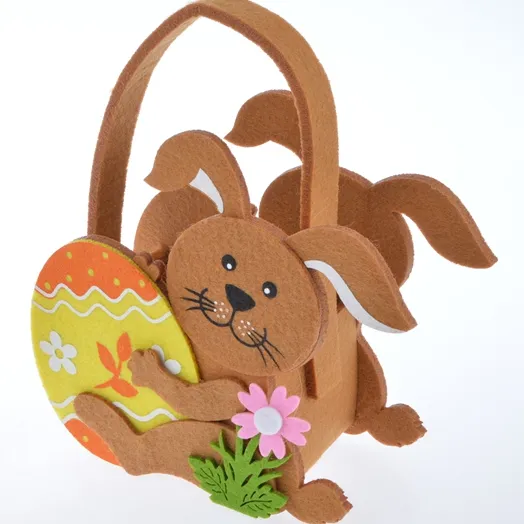 Vendita calda per bambini uovo di Pasqua di caccia giocattolo feltro cestino di Pasqua