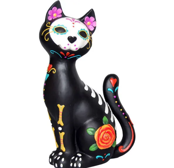 resin Sugar Mexican Day Of The Dead skulls Cat Art Decoration Ornaments Statue custom Figurine