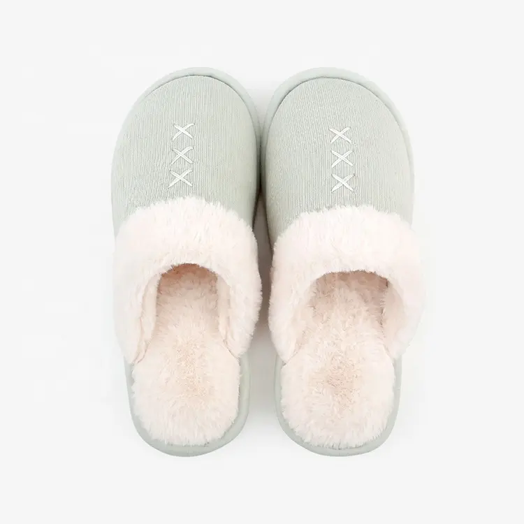 bulk Wholesale custom labels women fleece bedroom slippers ladies indoor soft sole winter warm shoes closed toe cotton shoes