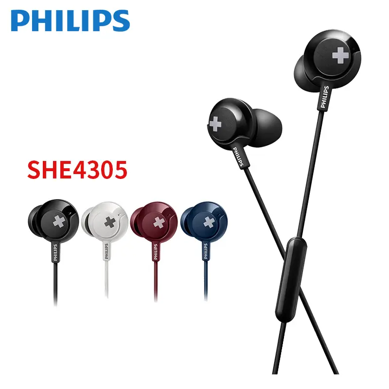 フィリップスshe4305ヘッドフォン卸売ステレオインイヤー有線イヤホンサプライヤー