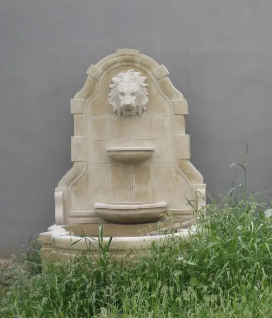 Outdoor garden pool waterfall stone fountain lion head