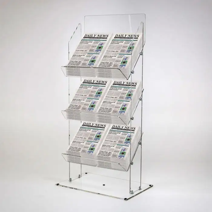 Clear Acrylic Tabloid Newspaper Display Stands Acrylic Magazine Display Holder Rack Clear Perspex Magazine Stand