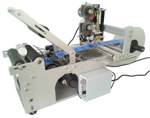 Halbautomatische runde flasche etikettierer, etikettiermaschine mit produktionsdatum, chargennummer code druck