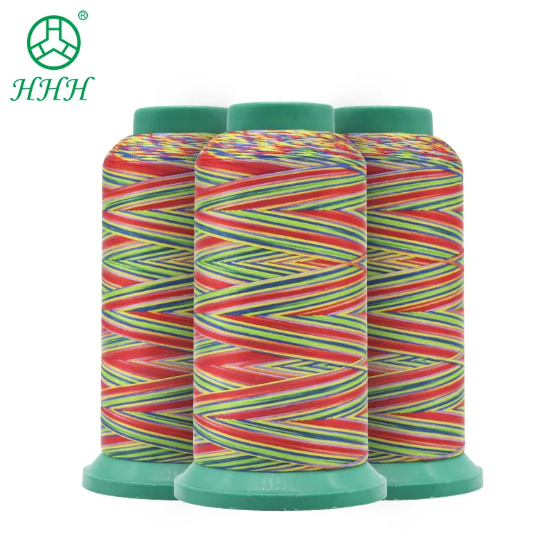 Kangfa-hilos de coser industriales de 3 capas, 6 capas, 5 colores, Multicolor, hilo de poliéster de Color arcoíris