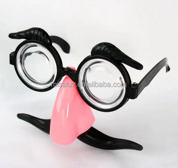 Óculos de festa de carnaval, óculos de plástico engraçado com olhos e bigode