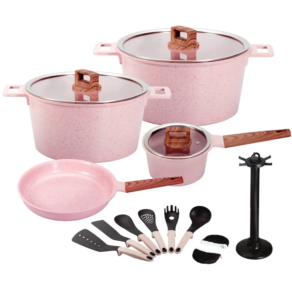 Di alta qualità 16 in alluminio pezzo fuso di ceramica non-stick set di pentole da cucina zuppa di pentola/salsa di pan/frittura pan